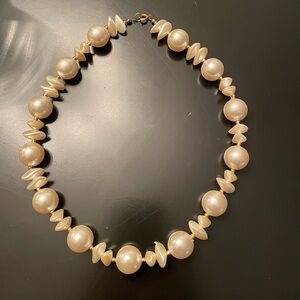 Chunky Pearl Necklace with gold accents
